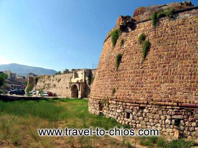 The Castle or Fortress of Chios lies north of the center of town.  When it was built, it enclosed the entire town of Chios, soon thereafter, however, the town expanded beyond the Castle walls. CHIOS PHOTO GALLERY - THE FORTRESS OF CHIOS