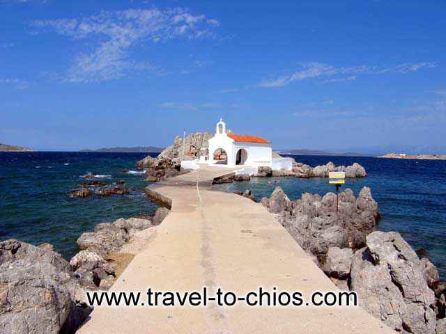 AGIOS ISIDOROS LAGADA - View of the small church of Agios Isidoros at Lagada Chios island Greece