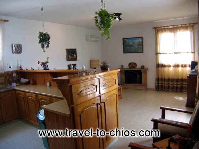 Vassilikos Apartments the kitchen and the living room image CLICK TO ENLARGE